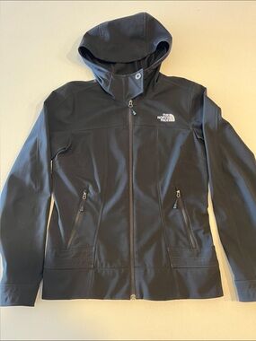 The North Face Black Hooded Softshell Jacket with Chest Logo